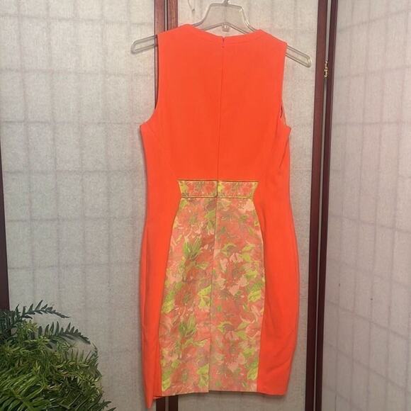 TED BAKER LONDON ABENONY NEON SHEATH DRESS SIZE 4 - Picture 4 of 11